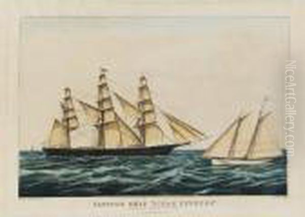 Clipper Ship Oil Painting by Currier & Ives Publishers