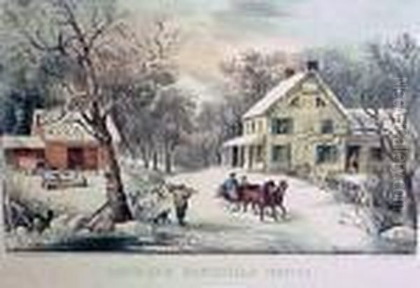 American Homestead (conningham 168; 170-172) Oil Painting by Currier & Ives Publishers