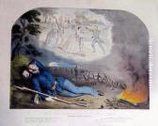 Hand-colored Lithograph, 1861, 
Laid On A Support Sheet, Paletimestain, A Few Tears, Small Losses And 
Creases In The Margin, Apinhole At Top Edge Of Image, Some Soiling And 
Foxing, With Margins, Framed Oil Painting by Currier & Ives Publishers