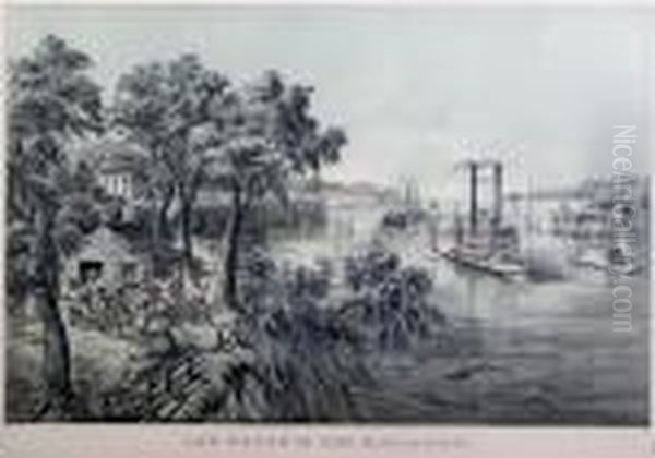 Low Water In The Mississippi Oil Painting by Currier