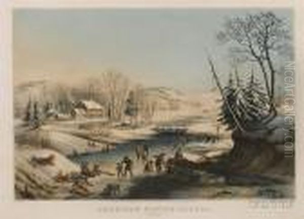 American Winter Scenes. Morning Oil Painting by Currier