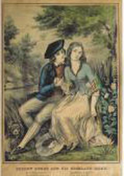 Five Scenes Of Love: Robert 
Burns And His Highland Mary [c5182]; Byron And Marianna [c761]; The Day 
Before Marriage [c1459]; The Love Letter [c5182]; Love Expedient [not In
 Conningham] Oil Painting by Currier