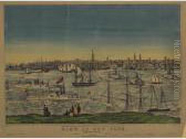 View Of New York. From Brooklyn Heights Oil Painting by Currier