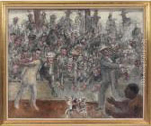 Cock Fight, Cuba Oil Painting by John Steuart Curry