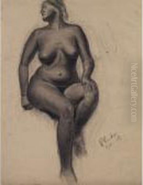 Female Nude - Seated Oil Painting by John Steuart Curry