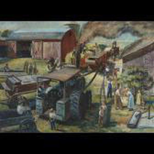 Farm Scene Oil Painting by John Steuart Curry