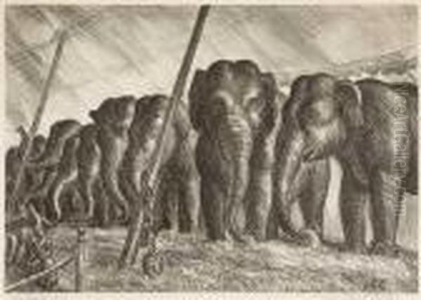 Elephants (cole 28) Oil Painting by John Steuart Curry