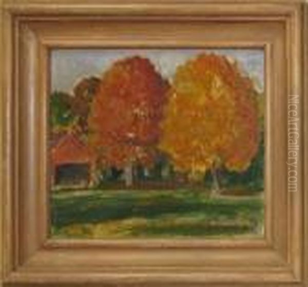 Autumn Farmyard Oil Painting by John Steuart Curry