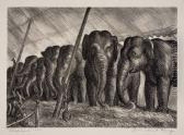 Elephants Oil Painting by John Steuart Curry