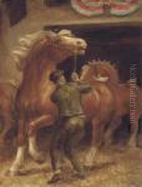 Belgian Stallions Oil Painting by John Steuart Curry