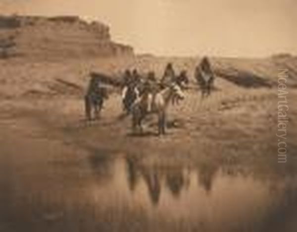 An Oasis, Navajo Oil Painting by Edward Sherrif Curtis