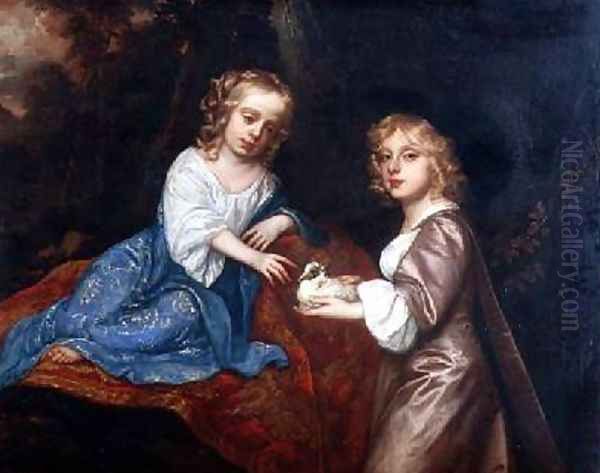 Double Portrait of Charles Dormer 1652-73 Viscount Ascott and his sister Lady Elizabeth Dormer 1653-77 Oil Painting by Sir Peter Lely