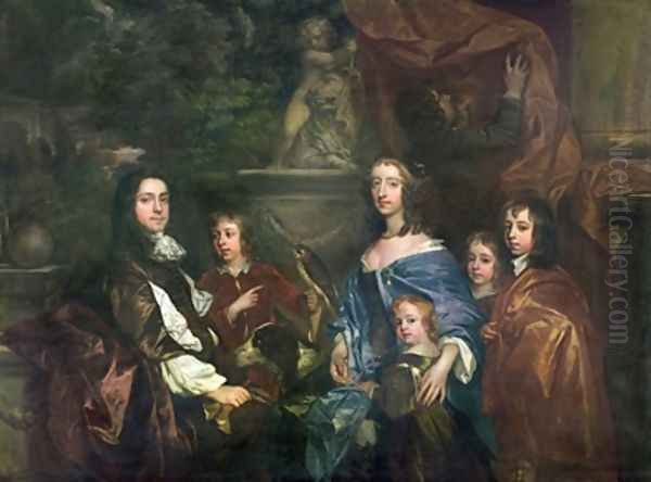 Sir Edward Hales 1695 and his family Oil Painting by Sir Peter Lely