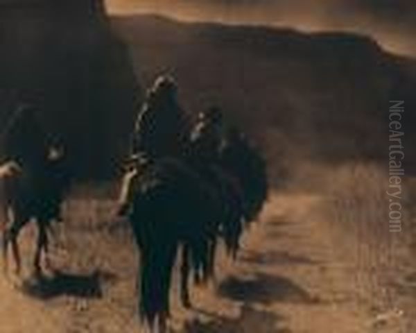 The Vanishing Race Oil Painting by Edward Sherrif Curtis