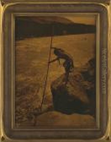 The Fisherman-washham Oil Painting by Edward Sherrif Curtis