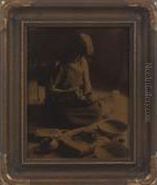 The Potter - Hopi Oil Painting by Edward Sherrif Curtis