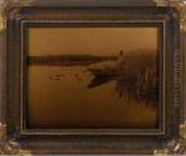 Klamath Marsh Oil Painting by Edward Sherrif Curtis