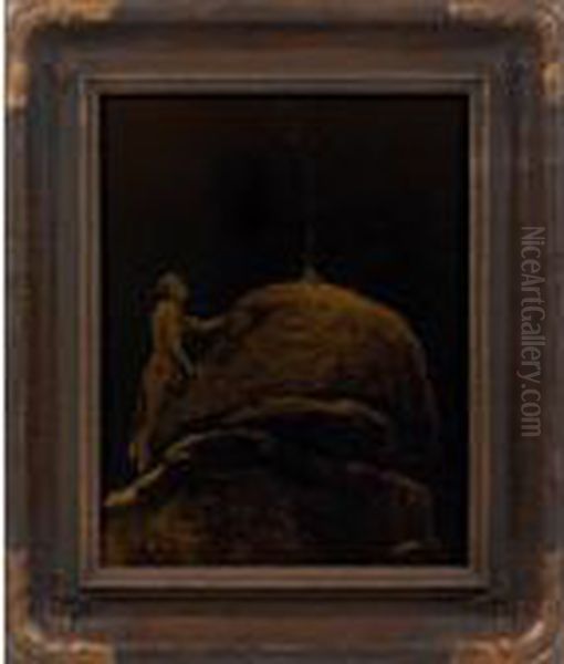 Signal Fire To The Mountain Gods Oil Painting by Edward Sherrif Curtis