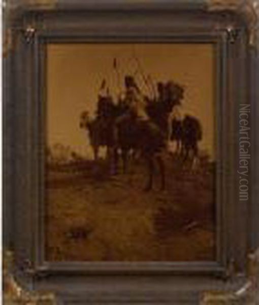 The Spirit Of The Past - Apsaroke Oil Painting by Edward Sherrif Curtis