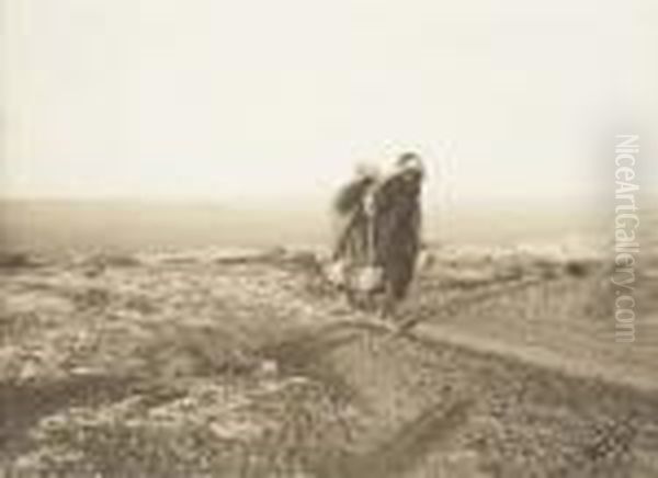 Hopi Water Carriers Oil Painting by Edward Sherrif Curtis