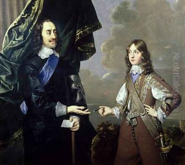 Double Portrait of Charles I 1600-49 and James Duke of York 1633-1701 Oil Painting by Sir Peter Lely