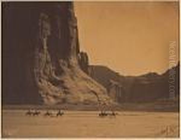 Canyon De Chelley, Navaho by Edward Sherrif Curtis