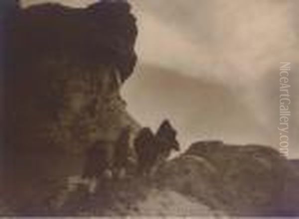 Among The Rocks At Acoma by Edward Sherrif Curtis