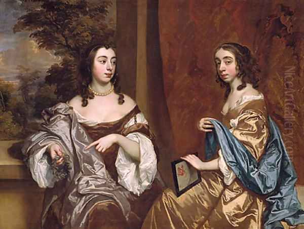 Mary Capel Later Duchess of Beaufort and Her Sister Elizabeth Countess of Carnarvon Oil Painting by Sir Peter Lely