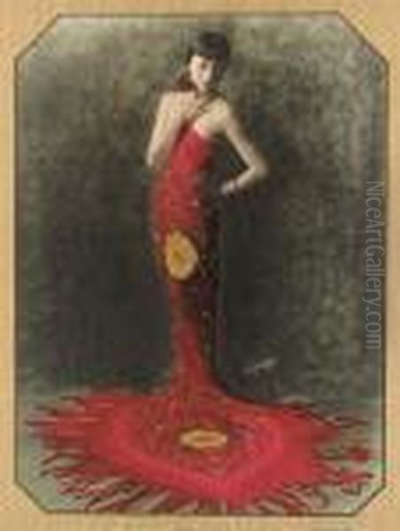 Woman In Red, Possibly Anna May Wong by Edward Sherrif Curtis