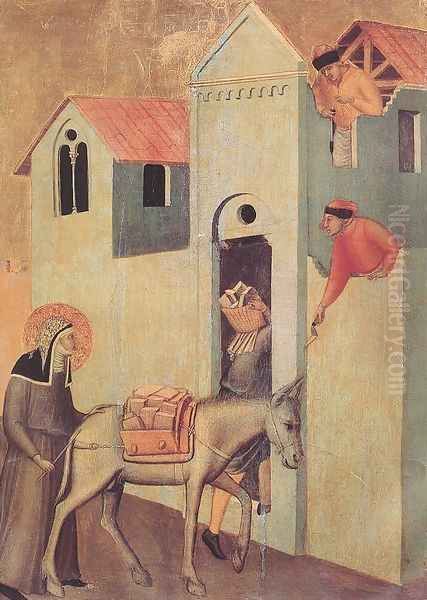 Beata Umilta Transport Bricks to the Monastery c. 1341 Oil Painting by Pietro Lorenzetti