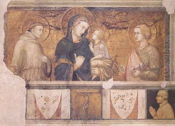 Madonna With St Francis And St John The Evangelist Oil Painting by Pietro Lorenzetti