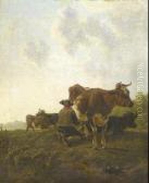 Pastore Che Munge Oil Painting by Aelbert Cuyp