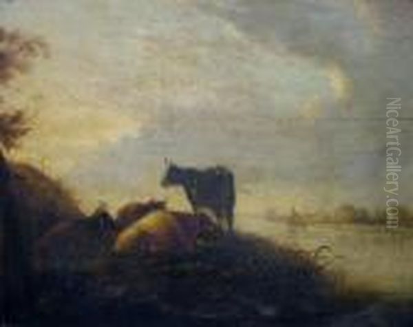 River Landscape With Cattle Oil Painting by Aelbert Cuyp