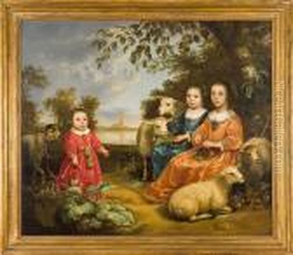 Paesaggio Con Bambine E Pecorelle Oil Painting by Aelbert Cuyp