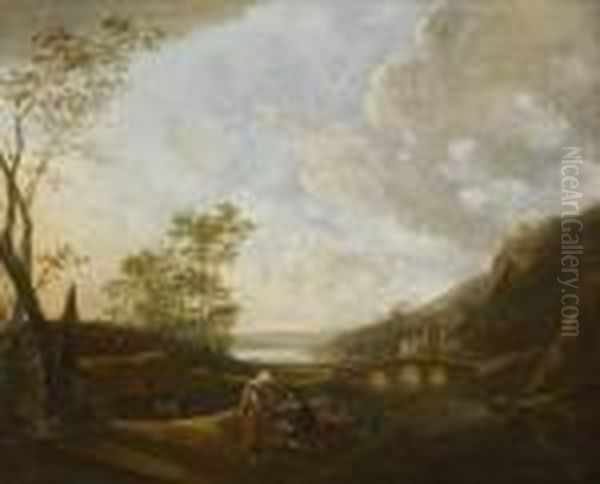 Flusslandschaft Mitrastender Hirtenfamilie Oil Painting by Aelbert Cuyp