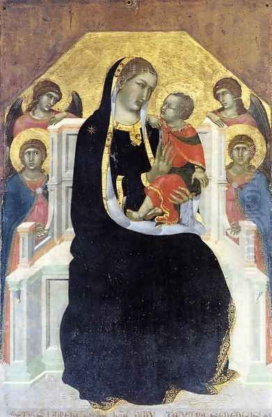 Virgin Enthroned with Child and Four Angels c. 1320 Oil Painting by Pietro Lorenzetti