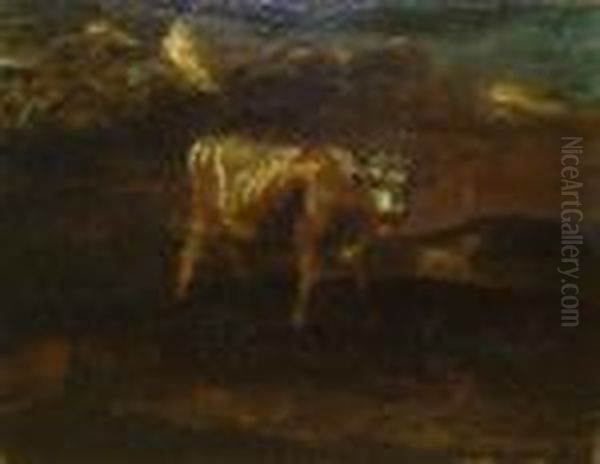 A Bull In Dark Landscape Oil Painting by Aelbert Cuyp