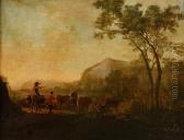 Wooded Landscape With Travellers Oil Painting by Aelbert Cuyp