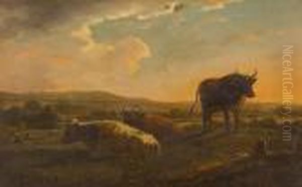 Cattle In A Landscape Oil Painting by Aelbert Cuyp