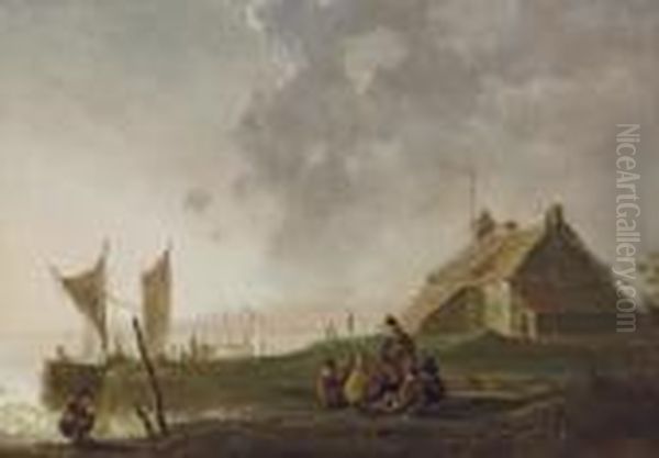 A Guard House On A River Oil Painting by Aelbert Cuyp