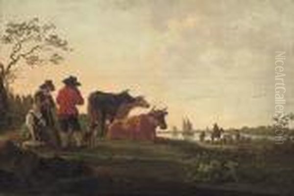 A River Landscape With A Drover Oil Painting by Aelbert Cuyp