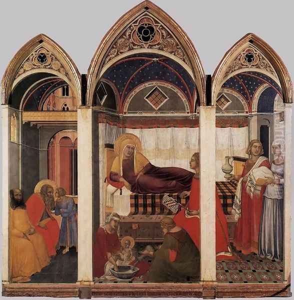 The Birth of Mary 1342 Oil Painting by Pietro Lorenzetti