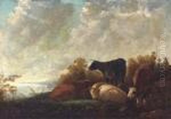 Cattle At Rest By A River Oil Painting by Aelbert Cuyp