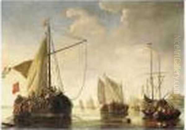 Shipping On The River Maas At Dordrecht Oil Painting by Aelbert Cuyp