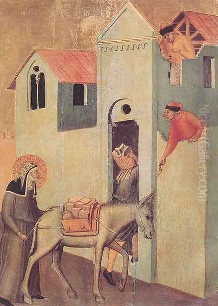 Beata Umilta Transport Bricks to the Monastery Oil Painting by Pietro Lorenzetti