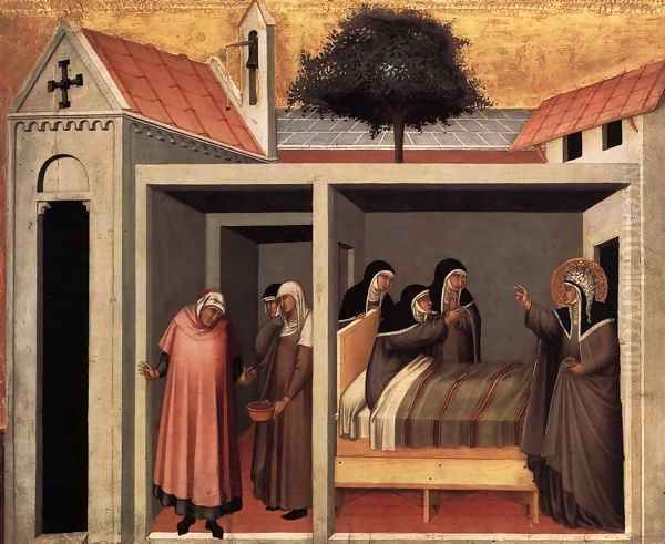 Beata Umilta Heals a Sick Nun Oil Painting by Pietro Lorenzetti