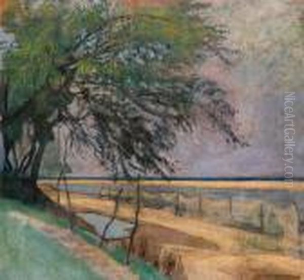 Vistula Landscape Oil Painting by Stanislaw Czajkowski