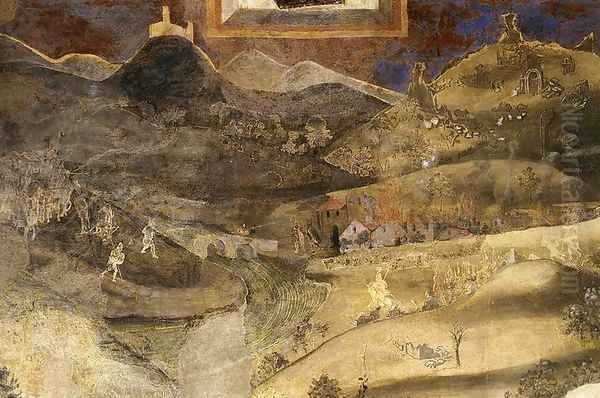 Effects Of Bad Government On The Countryside (detail) Oil Painting by Ambrogio Lorenzetti