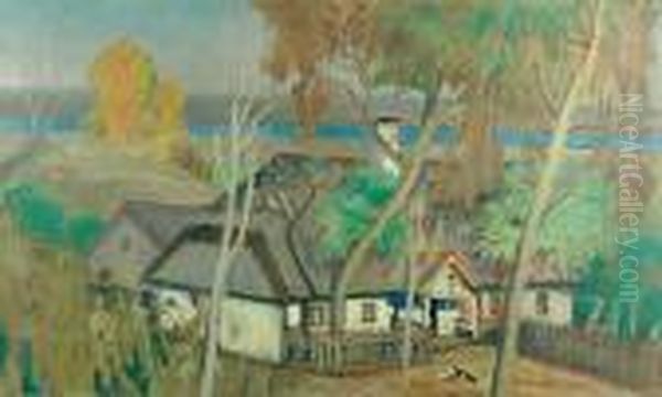 Widok Gory Kalwarii Nad Wisla Oil Painting by Stanislaw Czajkowski