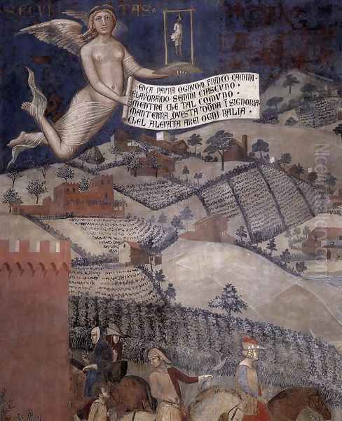 The Effects of Good Government in the Countryside (detail-3) 1338-40 Oil Painting by Ambrogio Lorenzetti